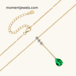 Elegant Water Droplets 925 Sterling Silver Necklace Luxury May Birthstone <b>Emerald</b> <b>Pendant</b> Necklaces Silver Cable Chain New Style - Product Image 4