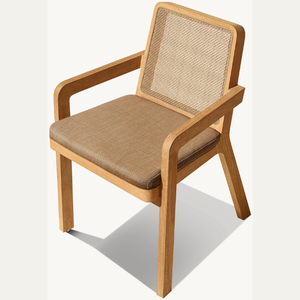 Chaises en teck en promotion avec accents en rotin de bonne qualité, style moderne et épuré, idéales pour les terrasses extérieures - Product Image 6