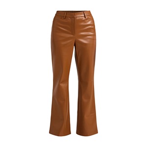 Pantalones de cuero holgados para mujer, transpirables, de verano, tejidos, de cintura media, con cierre frontal plano, de largo completo, negros, informales, a la moda - Product Image 5