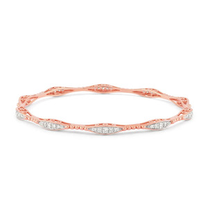 Interwoven Teardrop Station Diamond Link <b>Bangle</b> <b>Bracelet</b> - Product Image 1