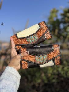 Hermoso diseño tallado a mano billetera de cuero embrague funda de teléfono tarjeta elegante billetera de piel de vaca multiusos embrague de mujer - Product Image 5