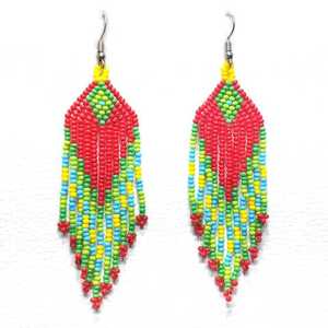 Boucles d'oreilles classiques pour femmes, faites à la main, en coton léger, ornées de perles, bijoux ethniques en forme de papillon, perles de rocaille, accessoires de mode en cristal - Product Image 1