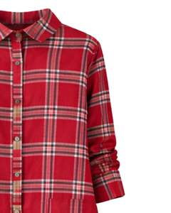 Robe chemise longue à carreaux rouges personnalisée pour femmes, boutonnée, décontractée, mi-longue, manches longues, fabricant en gros sur mesure - Product Image 5