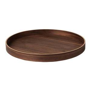 Plateau de service rond en bois de noyer, fait main, design minimaliste, motif uni, finition polie, vaisselle et assiettes - Product Image 6