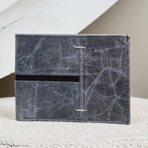 Cartera plegable corta de cuero desgastado de grano completo de diseñador para hombre, monedero de cuero de vaca a la moda informal de alta calidad - Product Image 4