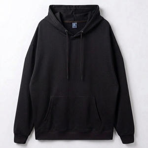Sweat-shirt à capuche surdimensionné pour homme, bleu uni, en molleton de coton, pull décontracté avec poche avant, coupe classique, pour l'automne - Product Image 4