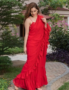 Sari Sharara KV Royal Red Ruffle (Conjunto de 2 piezas) - Product Image 6