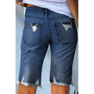 2025 femmes été Denim pantalon Zimbaplatine Jean Shorts bouton décor taille haute décontracté Sexy Style Bermuda Shorts ourlet brut - Product Image 3