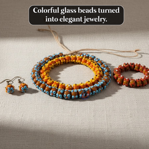 ลูกปัดแก้วหลากสีแบบแลมป์เวิร์คจาก EXCEL EXPORTS ความยาว 8 นิ้ว |   ลูกปัดแก้วตกแต่งทำมือขนาด 16 มม. |   งานฝีมือ DIY และอุปกรณ์เสริม - Product Image 5