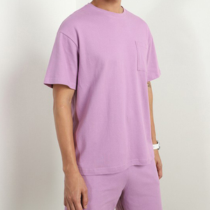 T-shirt pour homme à manches courtes, col rond, décontracté, respirant, 100% coton, coupe ample, couleur unie, avec poche, pour l'été - Product Image 4