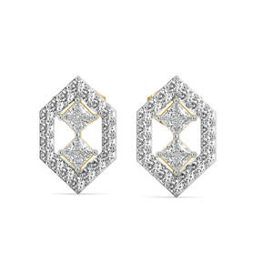 Boucles d'oreilles clous en diamant taille princesse géométrique plaqué or 18 carats, bijoux de luxe pour femme, pour mariage - Product Image 2