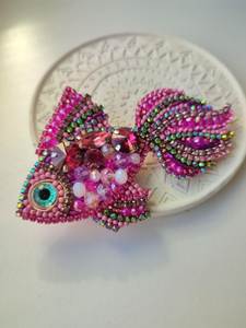Luxury Hand Embroidered Beaded Brooch Pin Unique Statement Jewelry for Dresses <b>Jackets</b> and Bags - Product Image 2