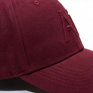 Gorra de béisbol color granate con letra A, de moda, al por mayor, que absorbe el sudor, con diseño premium, para mujer, A1 - Product Image 5