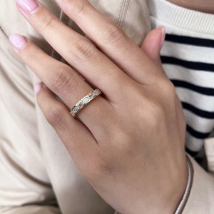 2.5 Carat <b>Emerald</b> Cut Lab Grown Diamond Eternity <b>Ring</b> , Bezel Set <b>Emerald</b> Cut Eternity <b>Band</b> , Lab Diamonds Wedding <b>Band</b> - Product Image 1