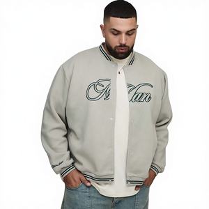 Blouson Bomber Varsity Unisexe en Cuir Véritable et Laine, Style Vintage Streetwear, Coupe Ample, Matelassé, Coupe-Vent, avec Lettres Brodées sur le Devant - Product Image 1