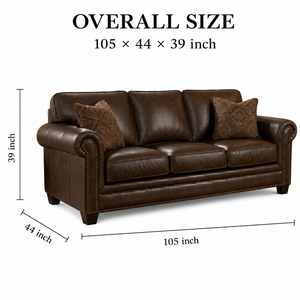 Vintage Inspired Genuine Leather 3 Seater <b>Sofa</b> Bed Elegant Comfortable for Modern Home Hotel Villa School Decoration Projects - Product Image 2