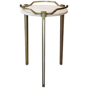 Classic Luxury design brass <b>side</b> <b>table</b> with bronze patina brass cut out legs contemporary designer accent <b>table</b> - Product Image 1