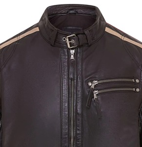 Blouson de motard en cuir de luxe pour homme, manteau de motard haut de gamme en cuir véritable, service d'échantillons OEM ODM disponible - Product Image 5