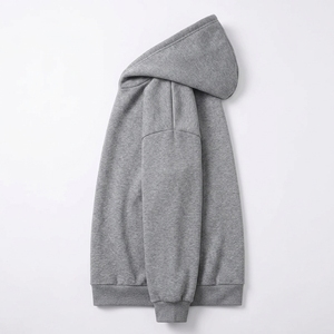 Sudadera con Capucha Extra Grande para Hombre, Color Gris Sólido, Algodón, Estilo Casual de Otoño, Corte Regular, Tejido Liso - Product Image 2