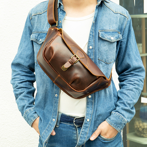 Bolsos de Pecho de Cuero Genuino, Mochila de Viaje y Senderismo, Bolso Bandolera de Cuero para Hombre, Bolso de Pecho para Hombre - Product Image 6
