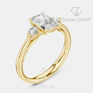 Bague de fiançailles en or blanc 14 carats avec diamant de laboratoire de 1,045 carats, coupe radiant, bague de mariée, certifiée IGI, bijoux fins, cadeau pour femme - Product Image 6