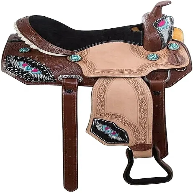 Maßge schneiderte neueste Design Pferd Western Kuh Leder Reit sattel Tack mit hand gefertigten Hersteller