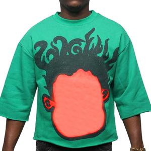 T-shirt tendance pour homme, col rond, 100% coton, tricoté, respirant, manches courtes, streetwear décontracté, broderie, différentes couleurs - Product Image 1