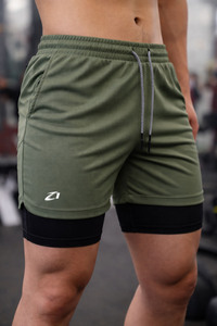 Pantalones Cortos Deportivos 2 en 1 para Hombre, con Forro de Compresión, Bolsillo para Teléfono, Cintura con Cordón, Fabricación Personalizada - Product Image 6