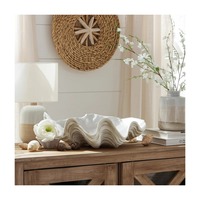 Bol décoratif en céramique fait main, design minimaliste, forme ondulée blanche sculptée, pour la décoration de la maison, objet décoratif