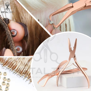 Pince à micro-anneaux en acier inoxydable plaqué or rose, à bec courbé, pour l'élimination des extensions capillaires, outil de salon professionnel - Product Image 6