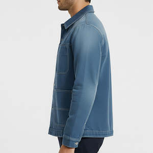 Veste en jean coupe-vent 100 % coton de qualité supérieure, design moderne et confortable avec logo sur le devant, veste en jean d'hiver pour homme - Product Image 2