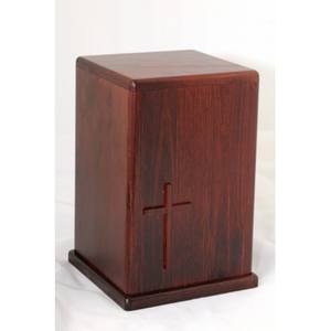 Urna Religiosa Cristiana de Madera de Lujo, Caja Conmemorativa de Pino/Roble Sólido con Grabado Personalizado, Caja de Cremación Ecológica para Recuerdos - Product Image 1