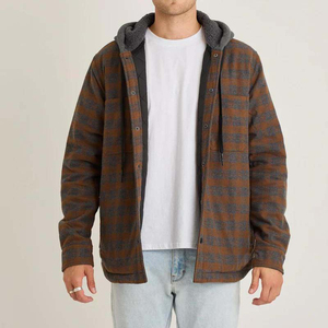 Wholesale Streetwear <b>Flannel</b> Shirt <b>Jacket</b> Long Sleeve Plaid Polyester Lined Breathable - Product Image 2