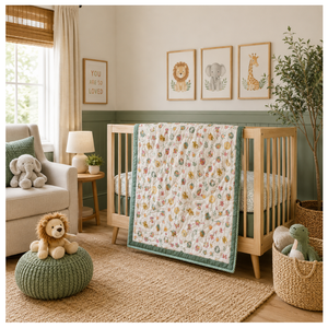 Cotton Quilt Set Reversible Cartoon Train Pattern Green Leaves Design All Season Home Travel Use Jaipur Hand Block Printed - Product Image 5