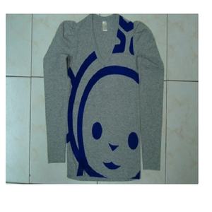 Camiseta de punto informal con cuello de pico de algodón 100% para mujer, camiseta de verano de manga larga con estampado de estilo básico de talla grande, venta completa, lavado con enzimas - Product Image 5