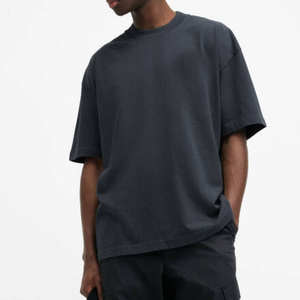 T-shirt surdimensionné gris foncé pour homme, mélange de coton, col rond, style streetwear décontracté - Product Image 3