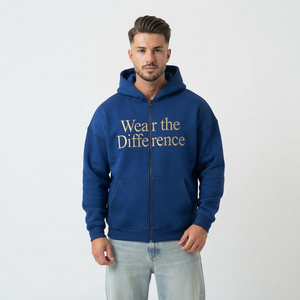 Sweat à capuche pour homme en coton épais 100 %, personnalisé, style streetwear, avec fermeture éclair frontale, idéal pour l'automne - Product Image 6