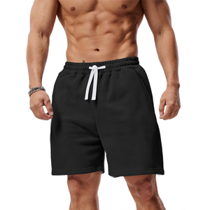 Shorts décontractés pour hommes, noirs unis, à séchage rapide, avec cordon de serrage, taille mi-haute, style streetwear - Product Image 3