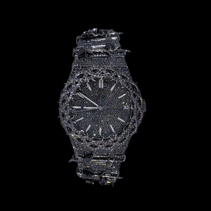 Reloj de Lujo con Diamantes Negros para Hombre – Estilo Hip Hop, Completamente Adornado con Brillantes, con Indicador de Fecha, para Amantes del Color Negro - Product Image 5