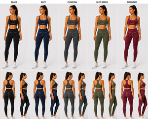Women’s <b>Navy</b> Blue <b>Gym</b> <b>Set</b> High Waist Leggings Sports Bra Two Piece Activewear Workout Yoga Fitness Running Training Clothing <b>Set</b> - Product Image 6