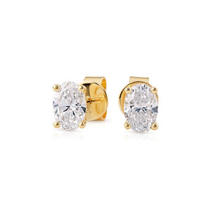 Pendientes de Oro de 14K con Diamante Cultivado en Laboratorio, Corte Ovalado, 1 CT, Solitario, Certificado IGI, Chapado en Rodio, Joyería de Lujo para Fiestas y Eventos - Product Image 4