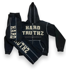 Wholesale Premium Quality 100%cotton 3m Reflective Contrast Stitches Tracksuits for Men Sweat Suit Jogging Suits Hoodie <b>Sweaters</b> - Product Image 1