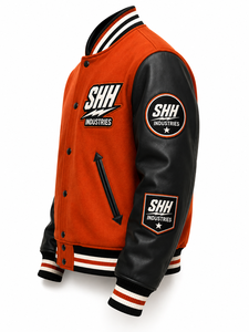 Unisex Orange Letterman <b>Jacket</b> Black Faux Leather Sleeves Embroidered Front Patches Number 23 College <b>Bomber</b> Streetwear Winter - Product Image 3
