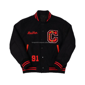 Vestes à manches en cuir avec logo personnalisé Vestes de baseball Letterman Vestes en cuir en laine Poignets côtelés Manches en cuir - Product Image 1