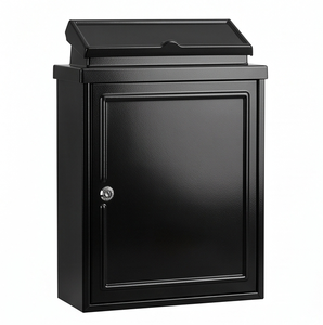 Boîte aux lettres murale en acier noir de qualité supérieure avec serrure à clé, finition thermolaquée étanche, accès frontal pour un rangement sécurisé des courriers - Product Image 1