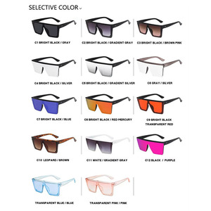 2023 New Retro Street Style <b>Square</b> Sunglasses UV400 Large Oversized Integrated <b>Frame</b> Black <b>White</b> Red-Colorful Trend Fashionable - Product Image 4