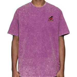 Camiseta con logo personalizado estampado a bajo precio, estilo acid wash para hombre, 100% algodón, corte holgado, para hacer ejercicio, camiseta acid wash para hombre - Product Image 1