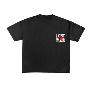 Wholesale Black Cotton Men T Shirt Contrast Screen Print Short Sleeve O Neck Casual Tee Custom <b>Logo</b> - Product Image 1