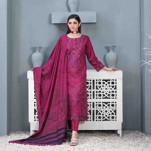 Ensemble Kurta pour femmes-Vente entière Pakistan et indien Costumes en viscose trois pièces par Tawakkal Salwar Kameez Dupata robe indienne - Product Image 4