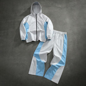 Ensemble survêtement unisexe personnalisé coupe-vent et short pour l'hiver, avec design streetwear imprimé délavé à l'acide pour vêtements de sport - Product Image 1